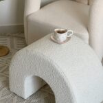Rumi Off White Boucle Arch Ottoman (60x45 CM)
