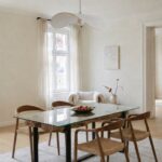 Avelle Railway Wood with Glass Top Dining Table