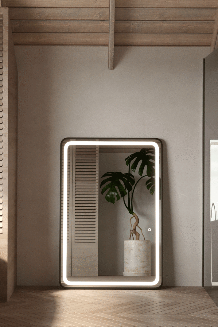 Kayla Black Frame LED Rectangle Wall Mirror