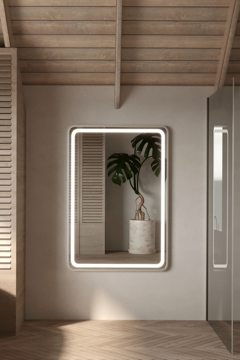 Kayla Silver Frame LED Rectangle Wall Mirror