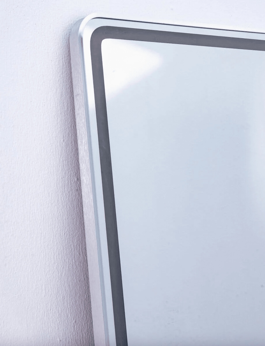 Kayla Silver Frame LED Rectangle Wall Mirror - Image 2