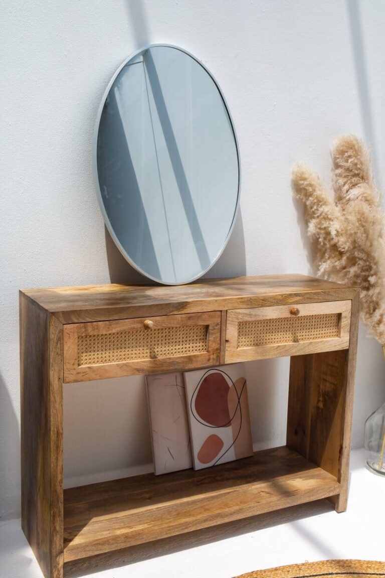 Elena Rattan 2-Drawers Wooden Console
