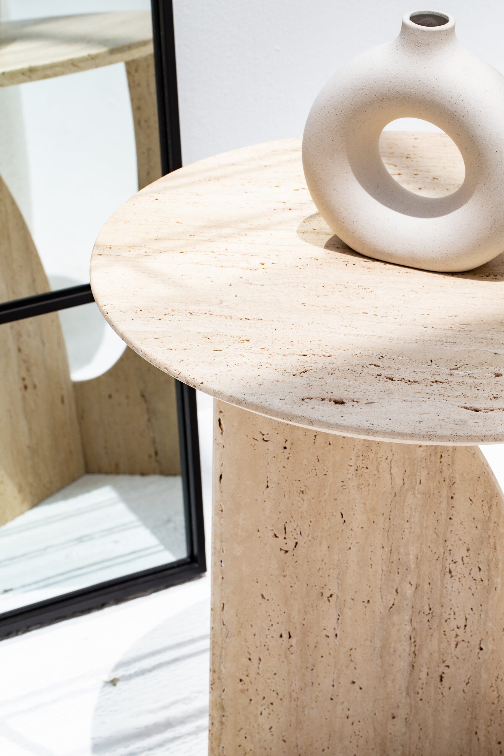 Thea Travertine Round Side Table - Image 5