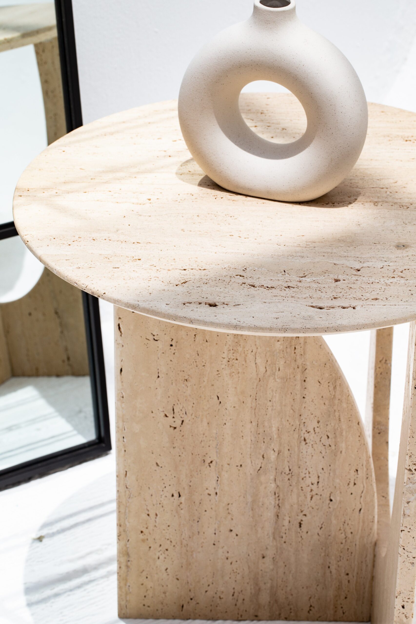 Thea Travertine Round Side Table - Image 6
