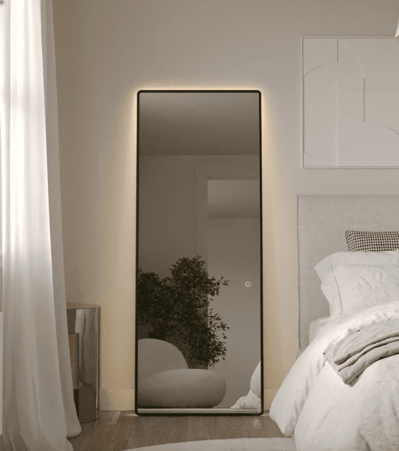 Dariel Black Backlit Rectangular Mirror - Image 2