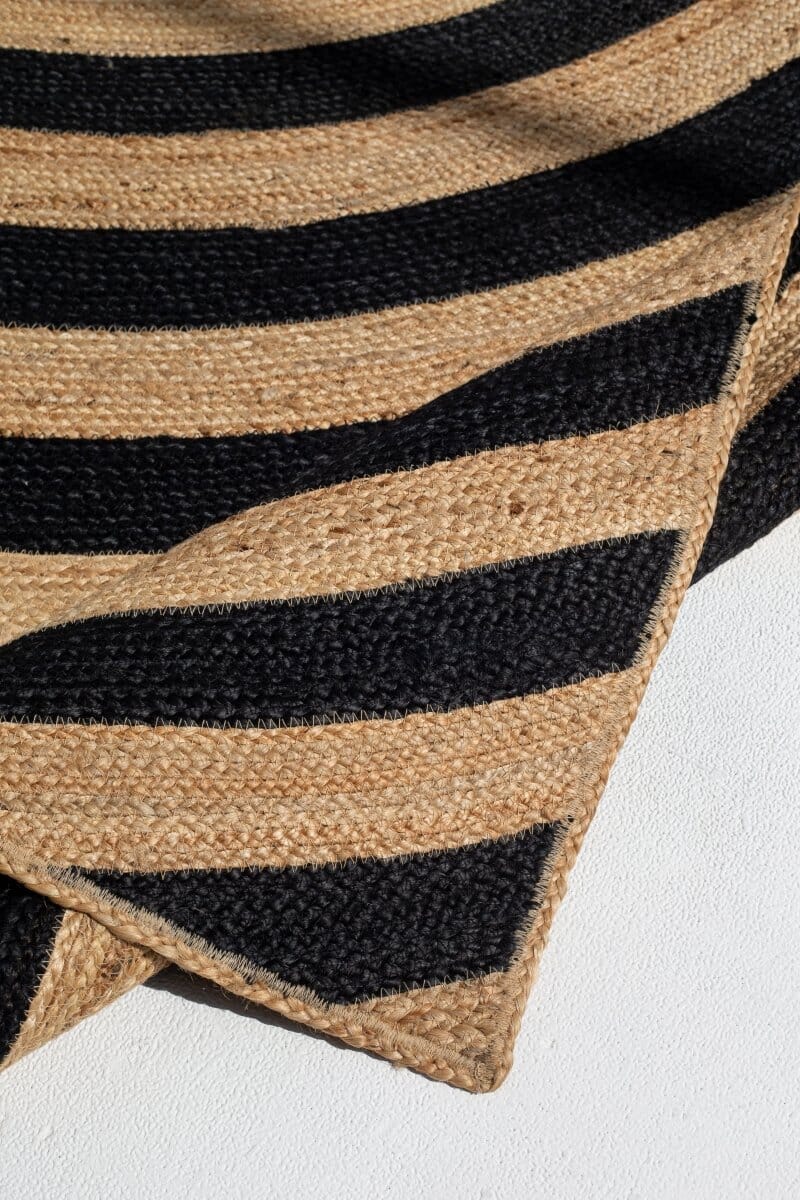 Spiral Harmony - Black and Natural Braided Jute Rug - Image 3