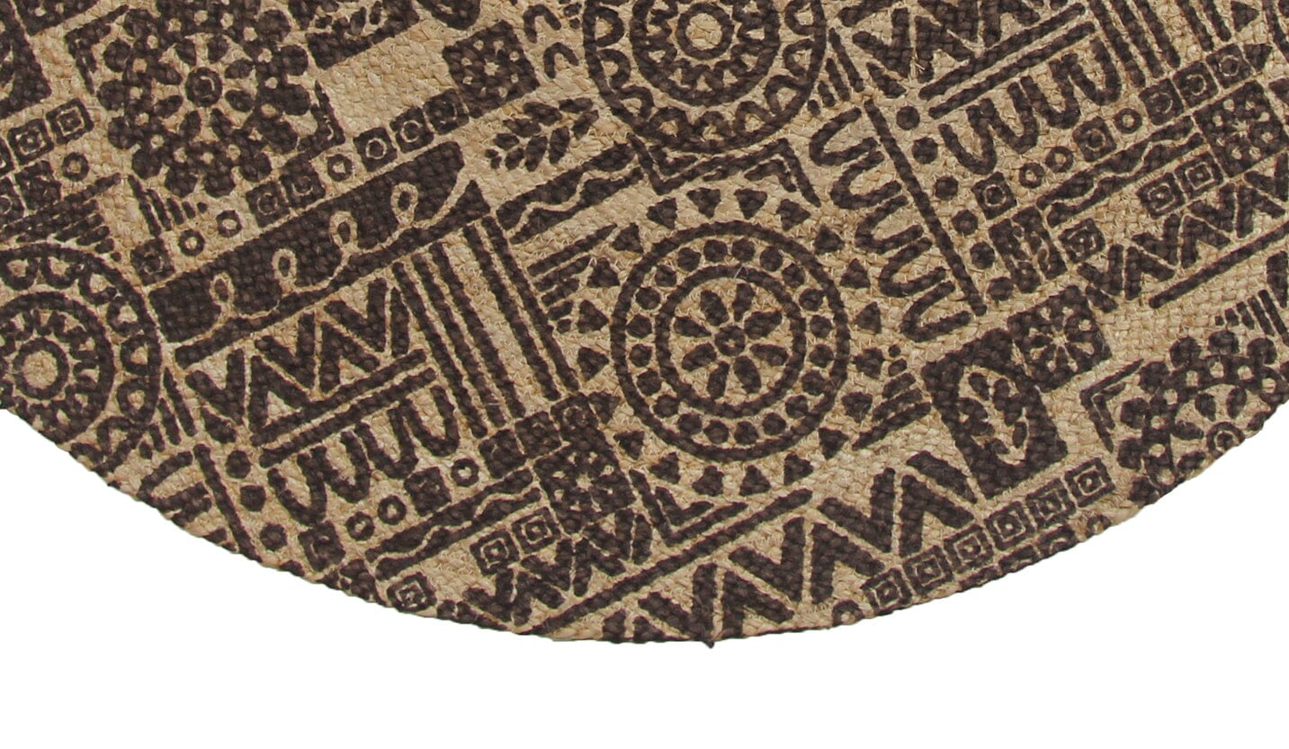 Mosaic - Pattern Brown & Natural Braided Round Rug (120 CM) - Image 2