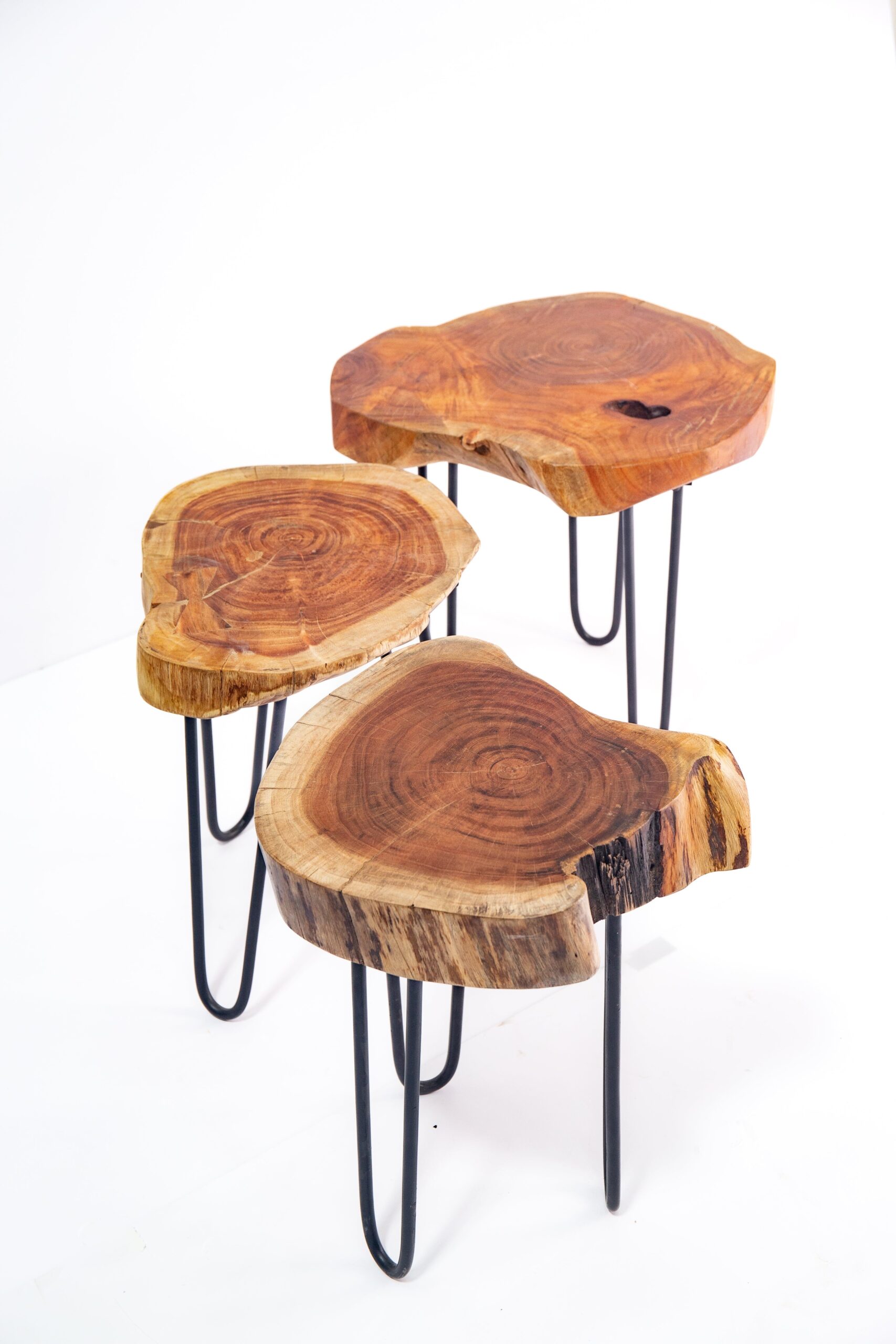 Serel Tree Stump Side Table with Hairpin Legs - Image 9