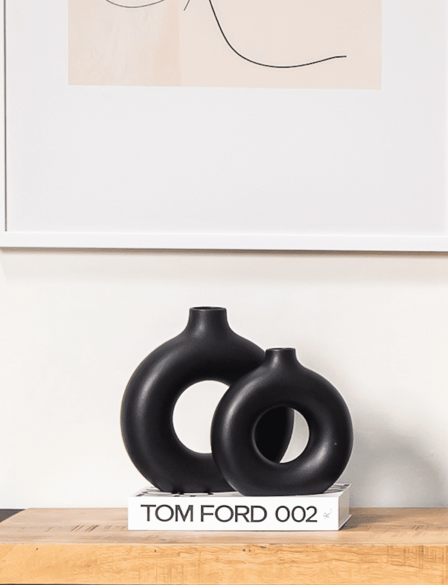 Black Ceramic Donut Vase