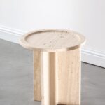 Aria Round Top Travertine Side Table