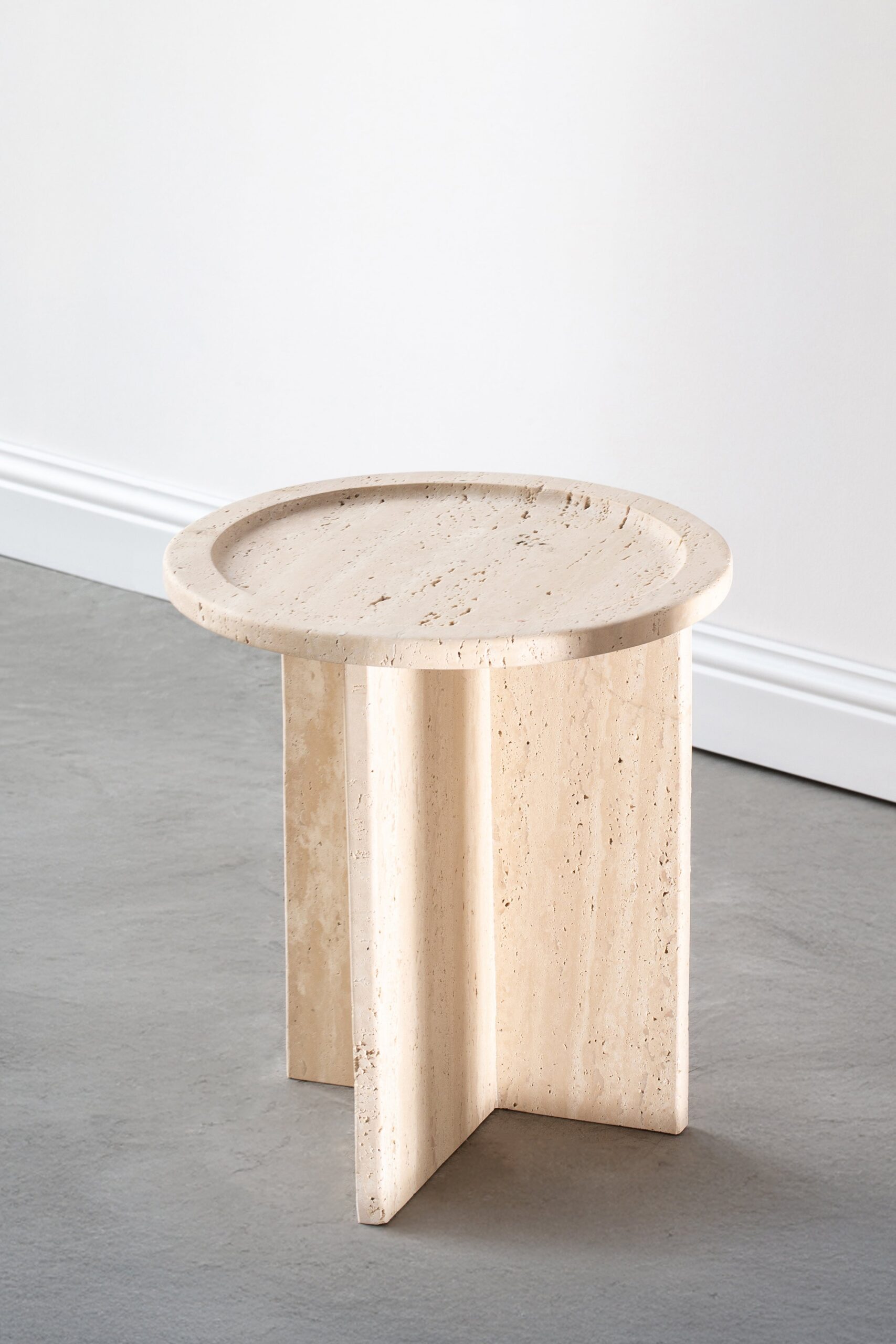 Aria Round Top Travertine Side Table - Image 3