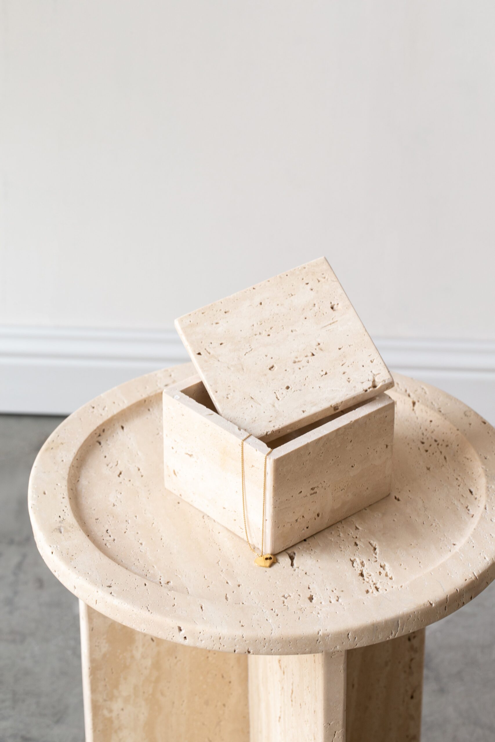 Aria Round Top Travertine Side Table - Image 4