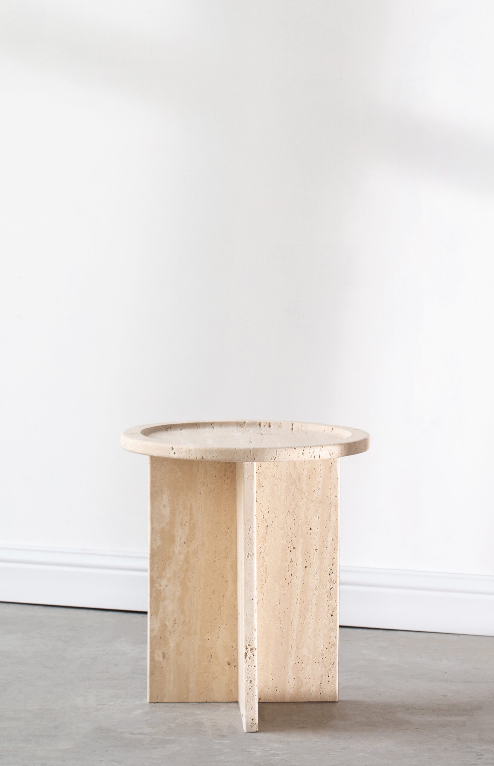 Aria Round Top Travertine Side Table - Image 7