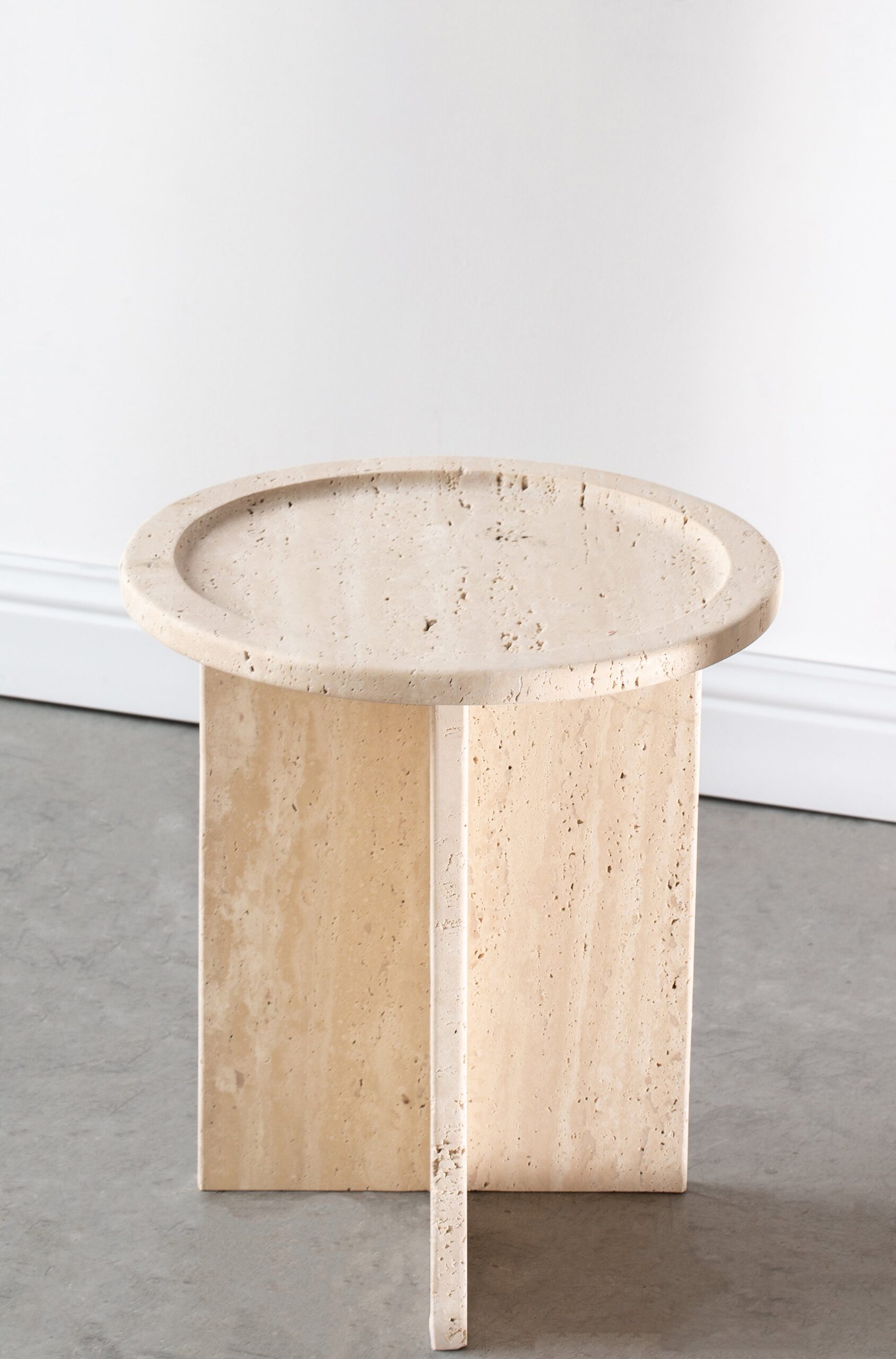 Aria Round Top Travertine Side Table - Image 8