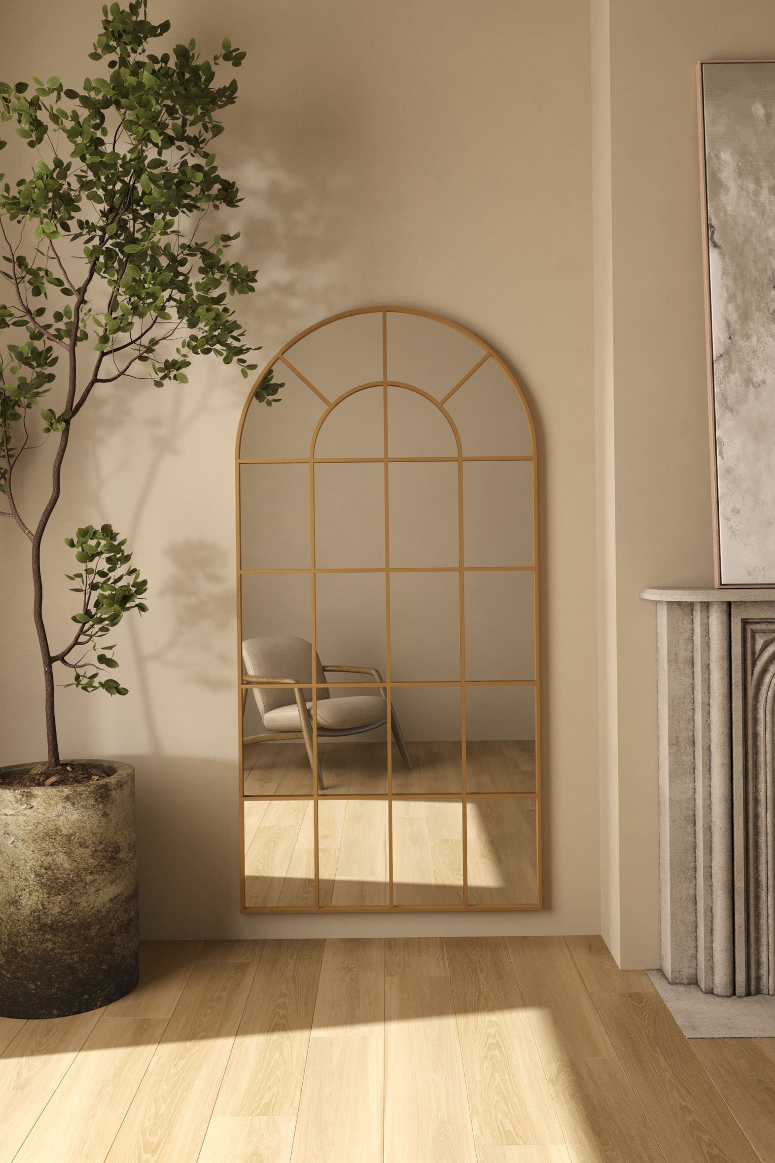 Astrid Gold Window Arch Full Length Mirror (200x100 CM)