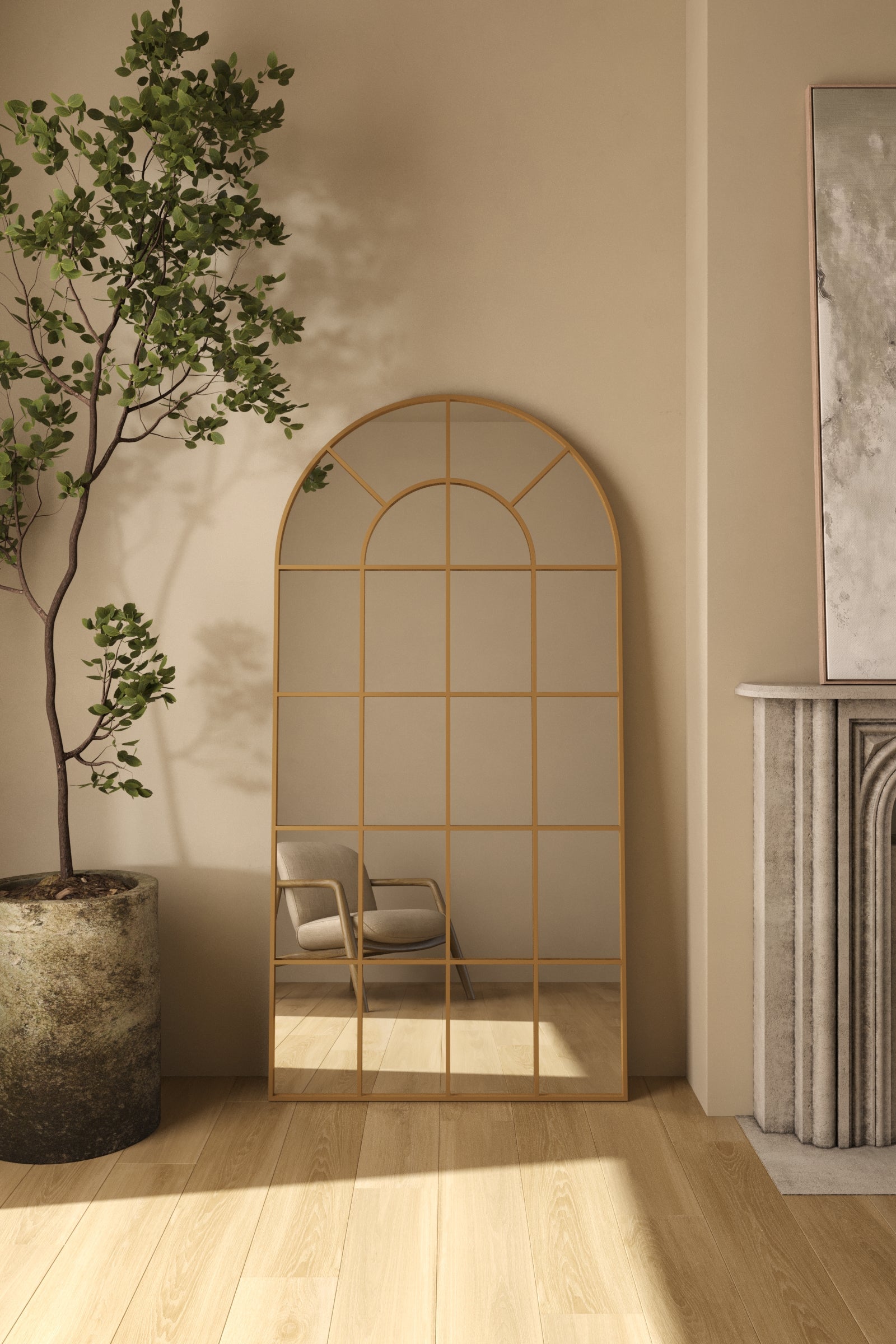 Astrid Gold Window Arch Full Length Mirror (200x100 CM) - Image 4