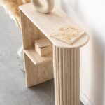 Athena Half Oval Top Travertine Console Table