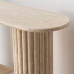 Athena Half Oval Top Travertine Console Table