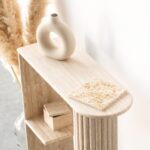 Athena Half Oval Top Travertine Console Table