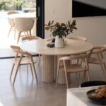 Olivia Travertine Round Dining Table with 3 Legs