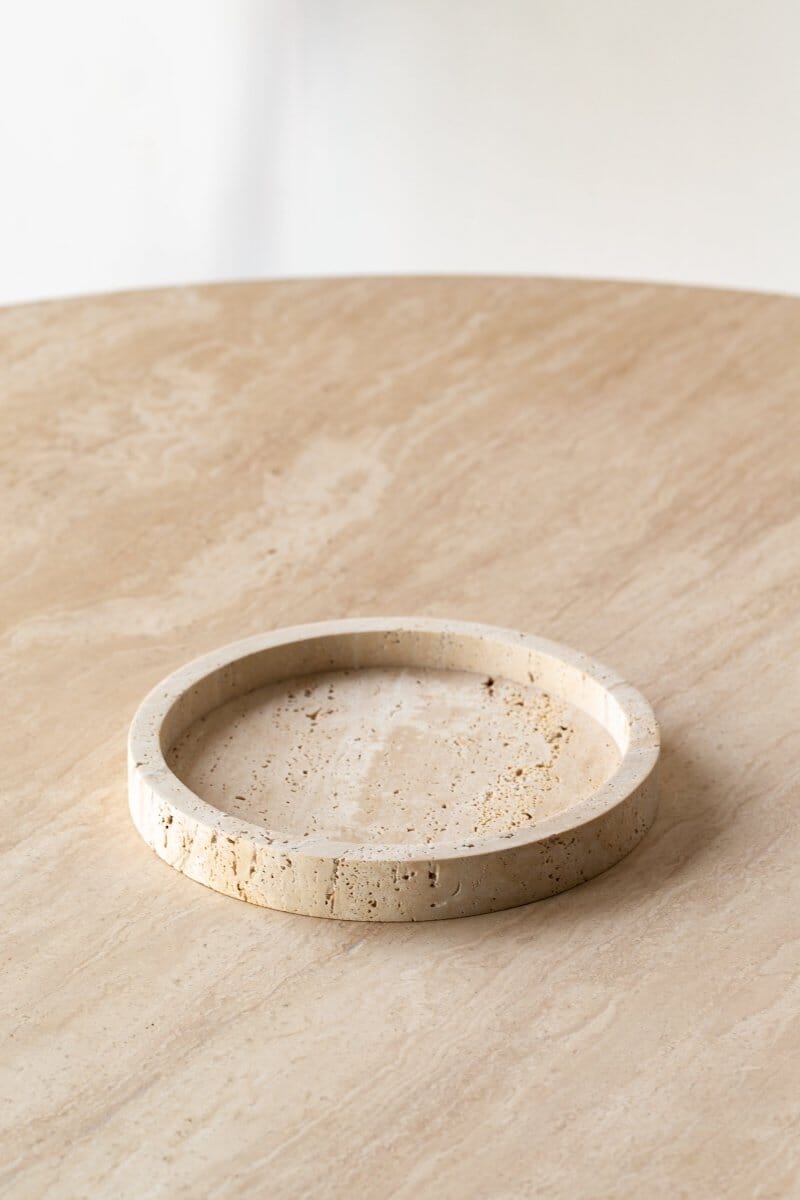 Travertine Round Tray With Borders