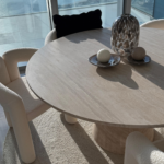 Belova Travertine Round Dining Table