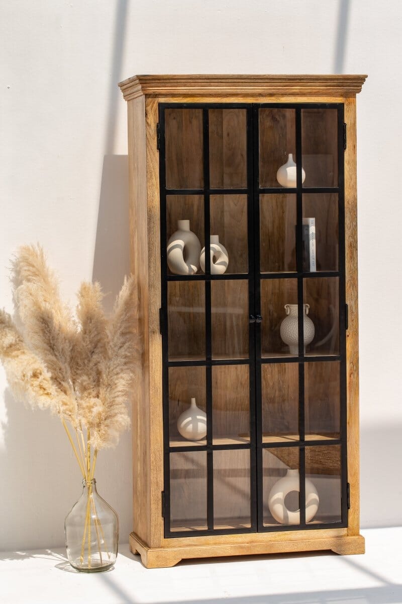 Ravenna Industrial Wooden Cabinet with Black Metal Doors - Image 3