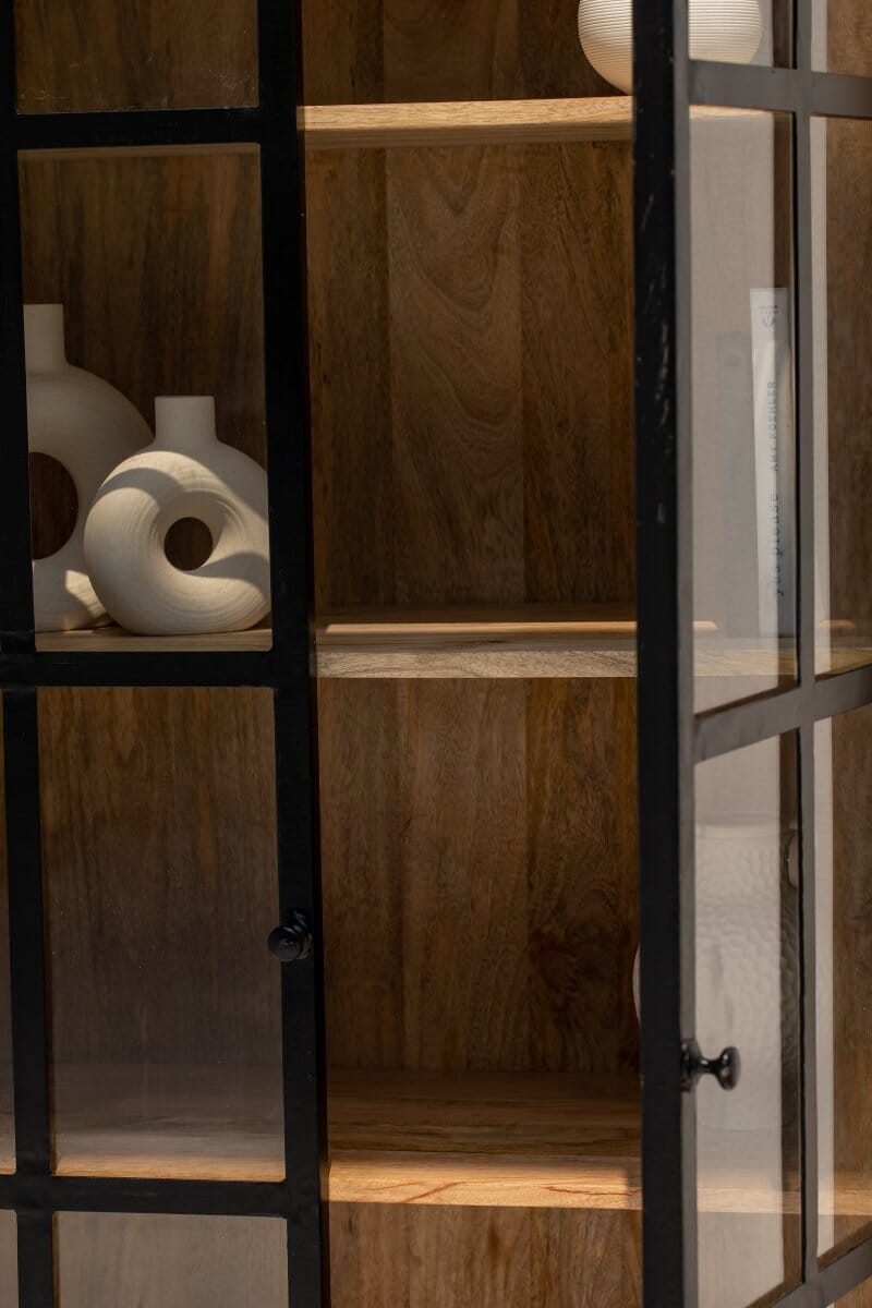 Ravenna Industrial Wooden Cabinet with Black Metal Doors - Image 6