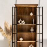 Ravenna Industrial Wooden Cabinet with Black Metal Doors