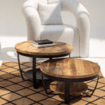 Denver Round Industrial Wooden Nesting Coffee Table Set