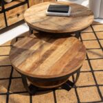 Denver Round Industrial Wooden Nesting Coffee Table Set