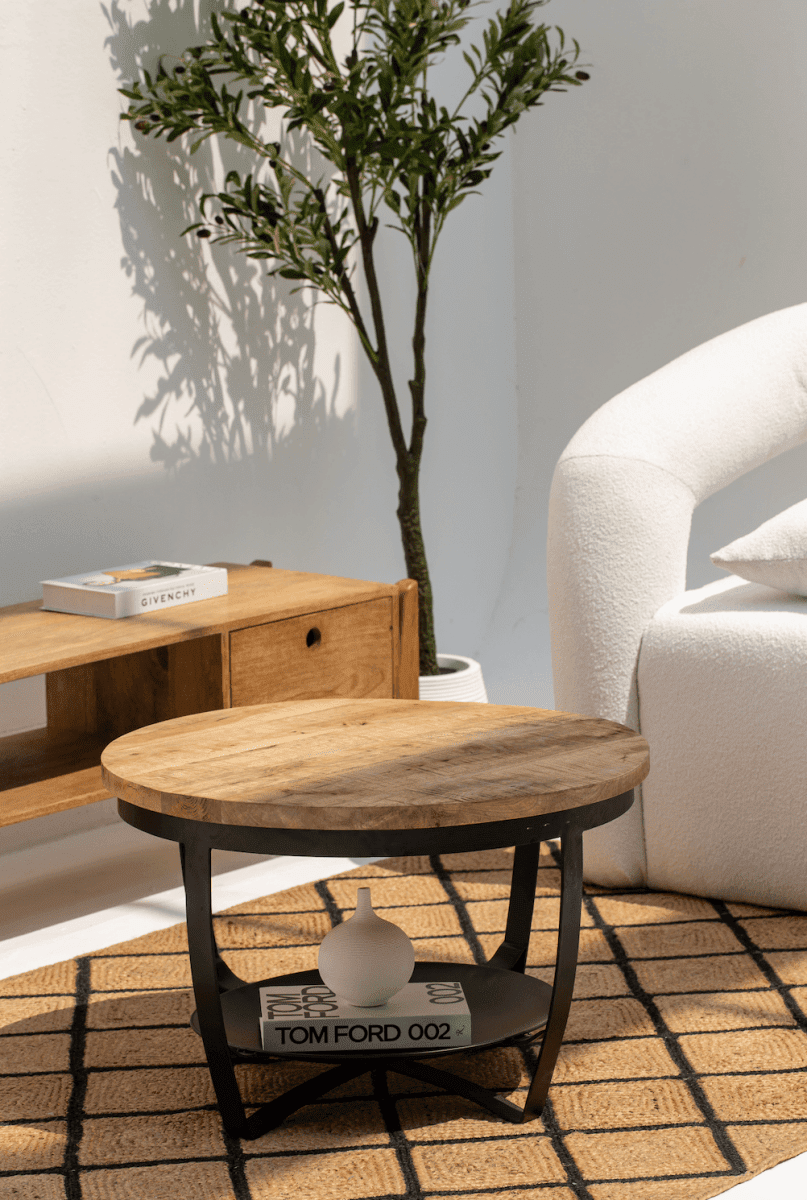 Denver Round Industrial Wooden Nesting Coffee Table Set - Image 3
