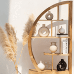 Elise Half Moon Mango Wood Shelves Unit