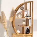 Elise Half Moon Mango Wood Shelves Unit