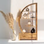 Elise Half Moon Mango Wood Shelves Unit