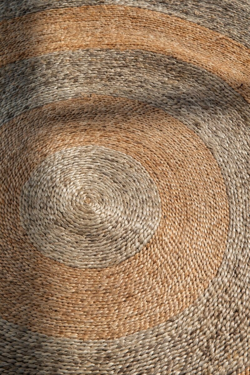 Tranquil Rounds - Gray and Beige Crochet Natural Round Jute Rug - Image 3
