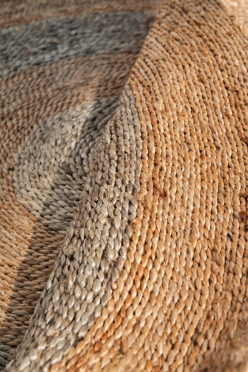 Tranquil Rounds - Gray and Beige Crochet Natural Round Jute Rug - Image 4