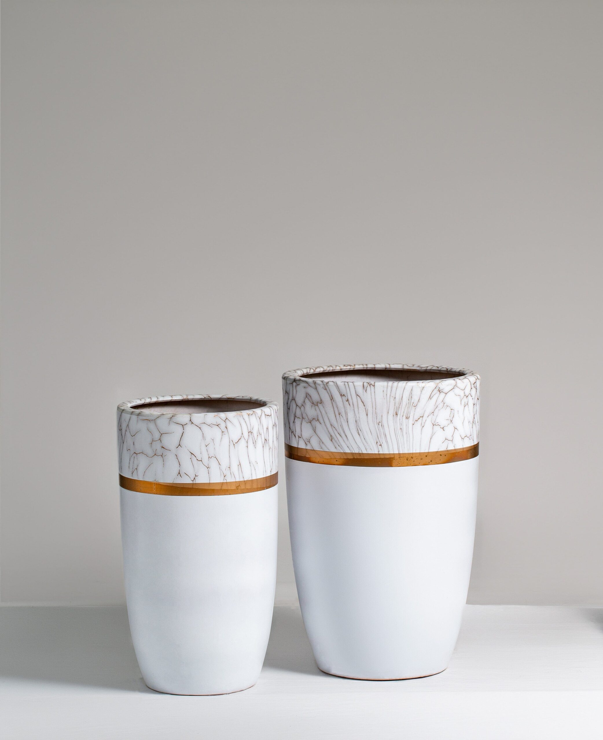 White Pot with Gold Stripe