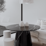 Zuri Black Marquina Marble Round Dining Table