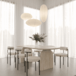 Londyn Oval Travertine Dining Table with Arch Legs