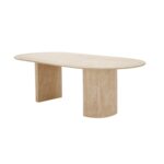 Dakota Beige Travertine Dining Table with Half Moon Legs