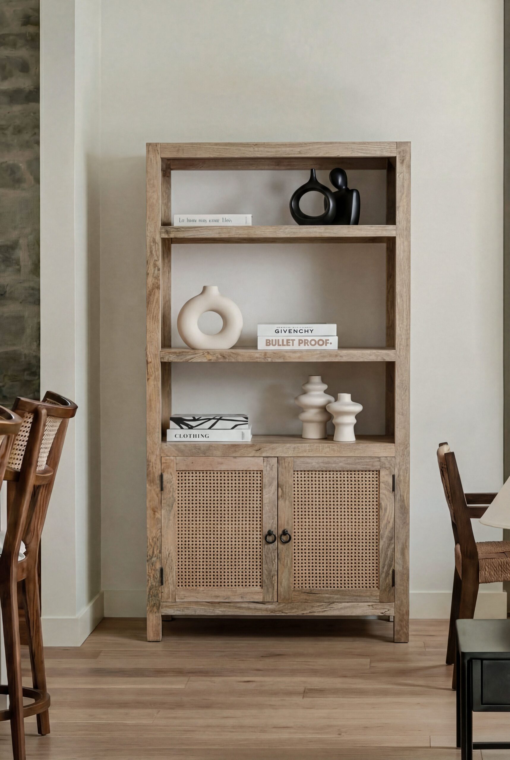 Evie Rattan Wooden Bookshelves