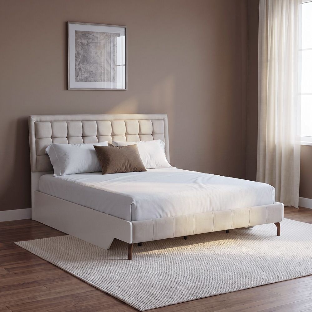 V2 Gordion 180x200 King Bed-Light Cream-With 2-Year Warranty