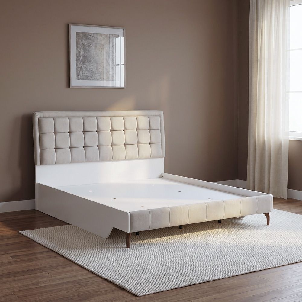 V2 Gordion 180x200 King Bed-Light Cream-With 2-Year Warranty - Image 3