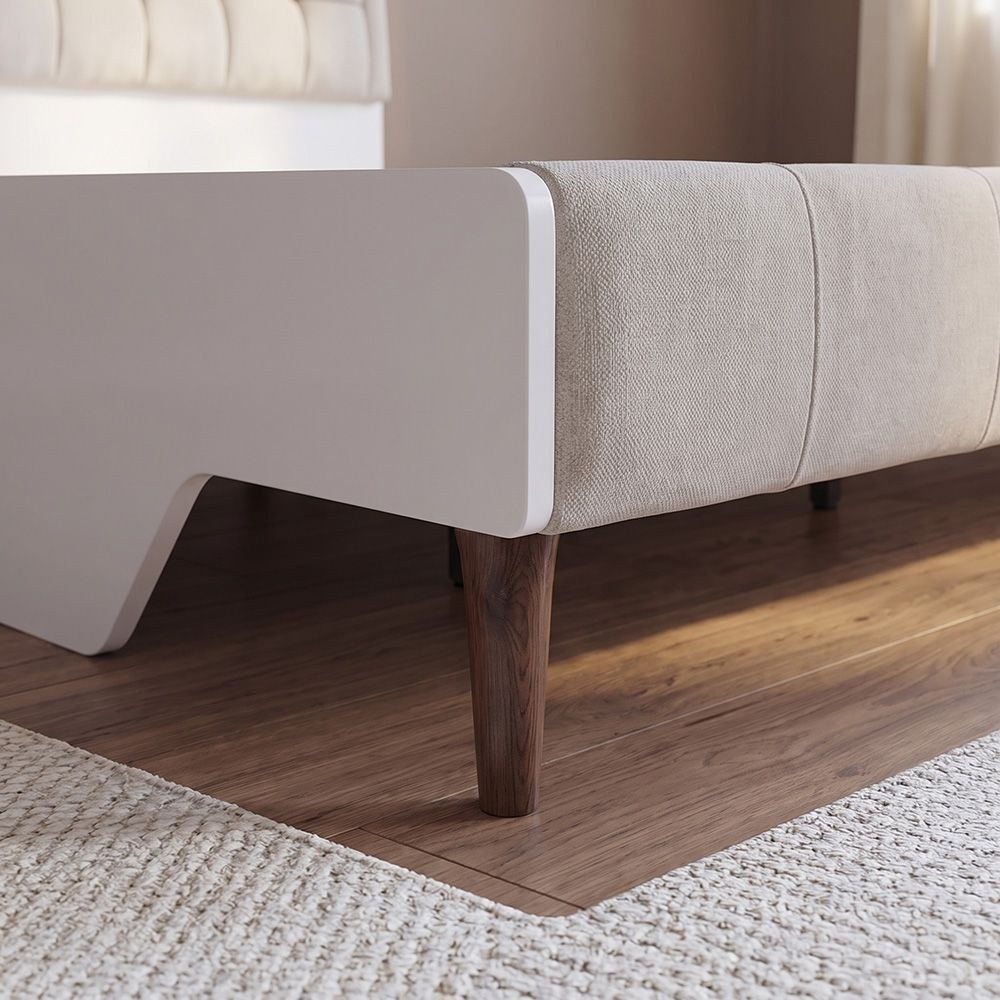 V2 Gordion 180x200 King Bed-Light Cream-With 2-Year Warranty - Image 5