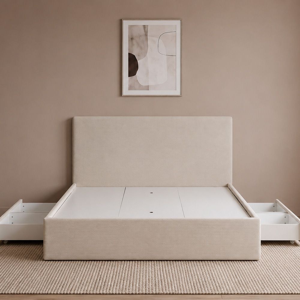 Wesley 180x200 King Bed with 4 Drawers-Light Beige-With 2-Year Warranty - Image 3