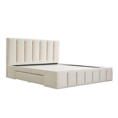 Vista 150x200 Queen Bed with 4 Drawers-Light Beige-With 2-Year Warranty - Image 4