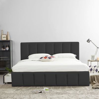 Vista 150x200 Queen Bed with 4 Drawers-Black-With 2-Year Warranty