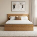 Zirco 180x200 King Bed with Storage-Brown Oak-With 2-Year Warranty