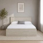 Zirco 180x200 King Bed with Storage-White Oak-With 2-Year Warranty